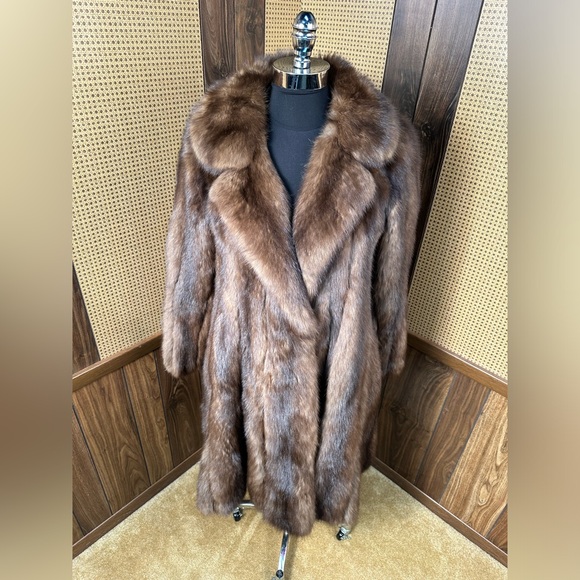 VINTAGE BERGDORF GOODMAN FULL LENGTH RUSSIAN SABLE FUR COAT JACKET SMALL - Picture 2 of 12